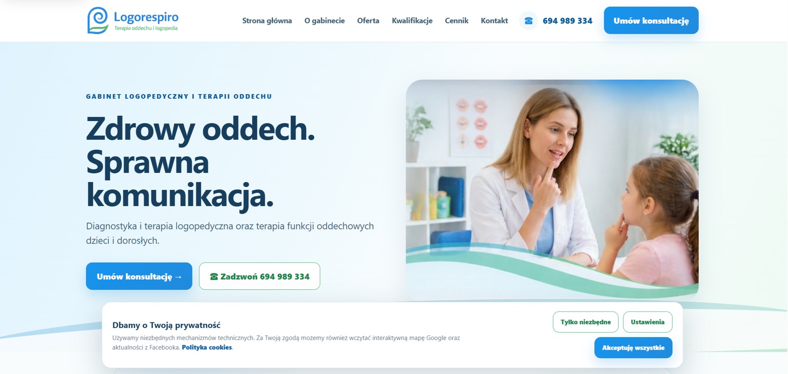 Zrzut ekranu serwisu Logorespiro